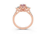 Rose gold Three-Stone Pear Cut Morganite Pavé Band with Four-Prong Setting_3