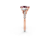 Rose gold Three-Stone Pear Cut Morganite Ring with Pavé Band and Prong Setting_14