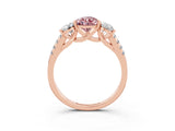 Rose gold Three-Stone Pear Cut Morganite Ring with Pavé Band and Prong Setting_15