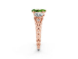 Rose gold Three-Stone Pear Cut Peridot Braided Band Ring with Four-Prong Setting_14