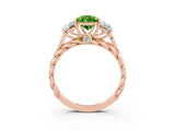 Rose gold Three-Stone Pear Cut Peridot Braided Band Ring with Four-Prong Setting_15