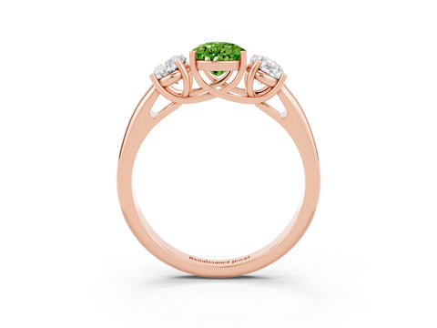Rose gold Three-Stone Pear Cut Peridot Engagement Ring with Prong Setting_3