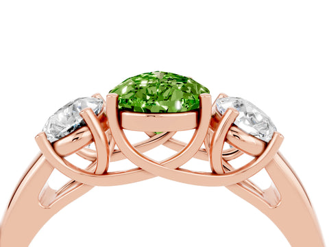 Rose gold Three-Stone Pear Cut Peridot Engagement Ring with Prong Setting_4
