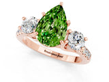 Rose gold Three-Stone Pear Cut Peridot Pavé Band with Four-Prong Setting_1