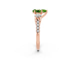 Rose gold Three-Stone Pear Cut Peridot Pavé Band with Four-Prong Setting_2