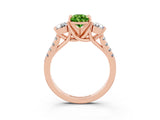 Rose gold Three-Stone Pear Cut Peridot Pavé Band with Four-Prong Setting_3