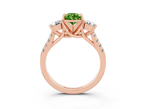 Rose gold Three-Stone Pear Cut Peridot Pavé Band with Four-Prong Setting_3