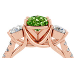 Rose gold Three-Stone Pear Cut Peridot Pavé Band with Four-Prong Setting_4