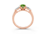 Rose gold Three-Stone Pear Cut Peridot Ring with Pear Side Stones and Four-Prong Setting_3