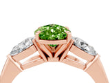 Rose gold Three-Stone Pear Cut Peridot Ring with Pear Side Stones and Four-Prong Setting_4