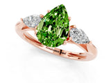 Rose gold Three-Stone Pear Cut Peridot Ring with Pear  Side Stones in Four-Prong Setting_13