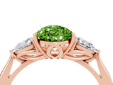 Rose gold Three-Stone Pear Cut Peridot Ring with Pear  Side Stones in Four-Prong Setting_16