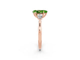 Rose gold Three-Stone Pear Cut Peridot Ring with Pear  Side Stones in Four-Prong Setting_38