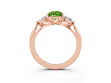 Rose gold Three-Stone Pear Cut Peridot Ring with Pear  Side Stones in Four-Prong Setting_39