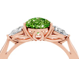 Rose gold Three-Stone Pear Cut Peridot Ring with Pear  Side Stones in Four-Prong Setting_40