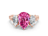 Rose gold Three-Stone Pear Cut Pink Sapphire Braided Band Ring with Four-Prong Setting_36