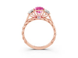 Rose gold Three-Stone Pear Cut Pink Sapphire Braided Band Ring with Four-Prong Setting_39