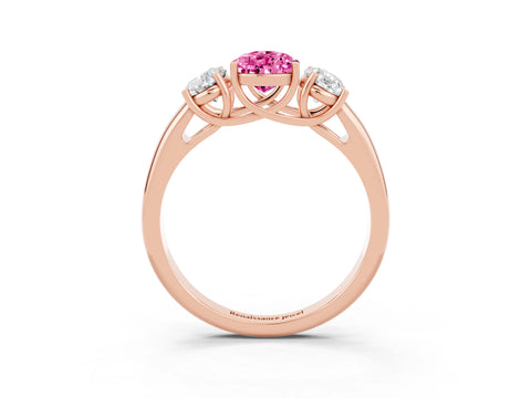 Rose gold Three-Stone Pear Cut Pink Sapphire Engagement Ring with Prong Setting_3