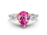 Rose gold Three-Stone Pear Cut Pink Sapphire Pavé Band with Four-Prong Setting_24