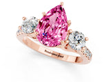 Rose gold Three-Stone Pear Cut Pink Sapphire Pavé Band with Four-Prong Setting_25