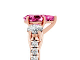 Rose gold Three-Stone Pear Cut Pink Sapphire Pavé Band with Four-Prong Setting_29