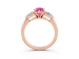 Rose gold Three-Stone Pear Cut Pink Sapphire Ring with Pear Side Stones and Four-Prong Setting_27