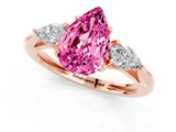 Rose gold Three-Stone Pear Cut Pink Sapphire Ring with Pear  Side Stones in Four-Prong Setting_13