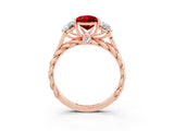 Rose gold Three-Stone Pear Cut Ruby Braided Band Ring with Four-Prong Setting_15