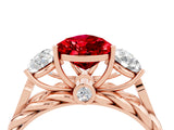 Rose gold Three-Stone Pear Cut Ruby Braided Band Ring with Four-Prong Setting_16