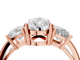 Rose gold Three-Stone Pear Cut Solitaire Ring with Prong Setting_7