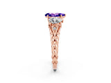Rose gold Three-Stone Pear Cut Tanzanite Braided Band Ring with Four-Prong Setting_14