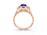 Rose gold Three-Stone Pear Cut Tanzanite Braided Band Ring with Four-Prong Setting_15