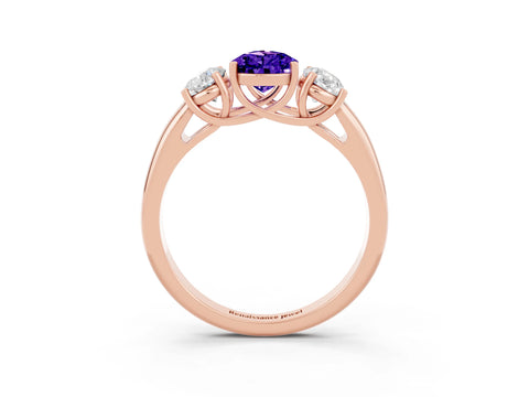 Rose gold Three-Stone Pear Cut Tanzanite Engagement Ring with Prong Setting_3