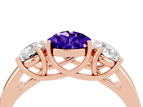 Rose gold Three-Stone Pear Cut Tanzanite Engagement Ring with Prong Setting_4