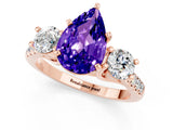 Rose gold Three-Stone Pear Cut Tanzanite Pavé Band with Four-Prong Setting_1
