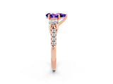 Rose gold Three-Stone Pear Cut Tanzanite Pavé Band with Four-Prong Setting_2