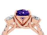 Rose gold Three-Stone Pear Cut Tanzanite Pavé Band with Four-Prong Setting_4