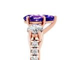 Rose gold Three-Stone Pear Cut Tanzanite Pavé Band with Four-Prong Setting_5