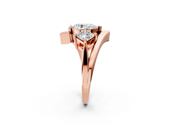 Rose gold Three-Stone Pear Cut Tension Band Ring with Four-Prong Setting