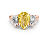 Rose gold Three-Stone Pear Cut Yellow Sapphire Braided Band Ring with Four-Prong Setting_36