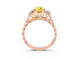 Rose gold Three-Stone Pear Cut Yellow Sapphire Braided Band Ring with Four-Prong Setting_39