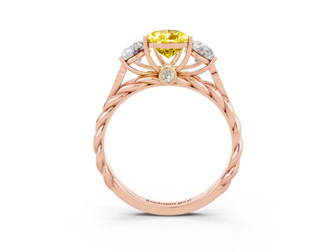 Rose gold Three-Stone Pear Cut Yellow Sapphire Braided Band Ring with Four-Prong Setting_39
