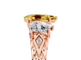 Rose gold Three-Stone Pear Cut Yellow Sapphire Braided Band Ring with Four-Prong Setting_41
