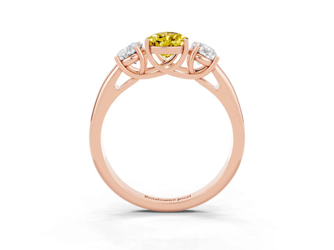 Rose gold Three-Stone Pear Cut Yellow Sapphire Engagement Ring with Prong Setting_3