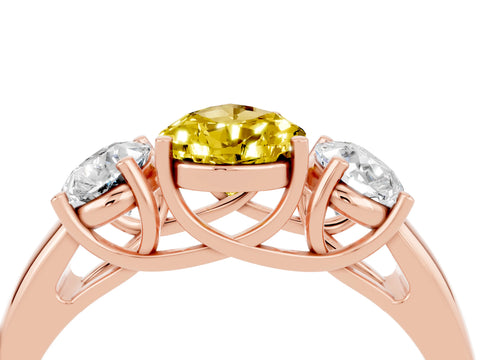 Rose gold Three-Stone Pear Cut Yellow Sapphire Engagement Ring with Prong Setting_4
