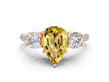 Rose gold Three-Stone Pear Cut Yellow Sapphire Pavé Band with Four-Prong Setting_24