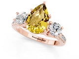 Rose gold Three-Stone Pear Cut Yellow Sapphire Pavé Band with Four-Prong Setting_25