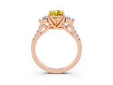 Rose gold Three-Stone Pear Cut Yellow Sapphire Pavé Band with Four-Prong Setting_27