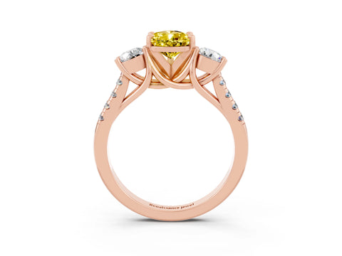 Rose gold Three-Stone Pear Cut Yellow Sapphire Pavé Band with Four-Prong Setting_27