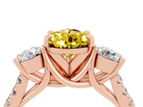 Rose gold Three-Stone Pear Cut Yellow Sapphire Pavé Band with Four-Prong Setting_28